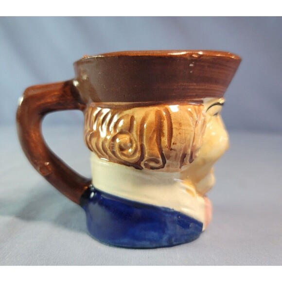Toby Mug Man's Face Cup Glossy 3''h VINTAGE Hand Painted in Japan Ceramic - Picture 3 of 7